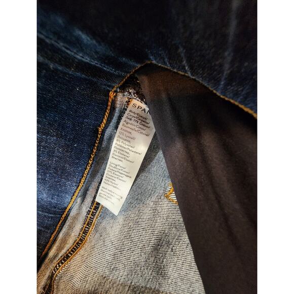 Spanx Distressed Ankle Skinny Jeans, Medium Wash Denim Raw Hem Jeggings Sz Large - Picture 7 of 9